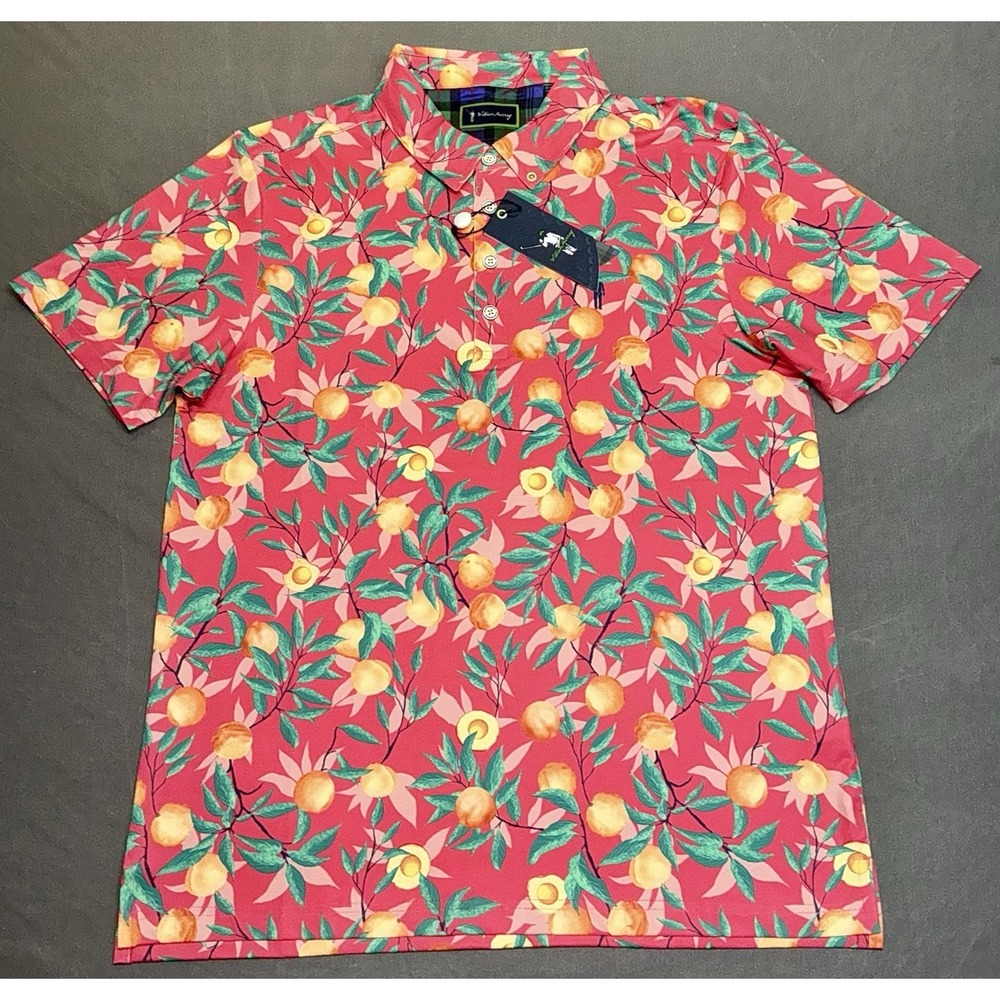 William Murray Mens Medium "Thats A Peach" Golf Polo Shirt Brand Pink Orange NWT